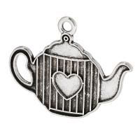 Zinc Alloy Pendler, Teapot, antik sølv farve forgyldt, Unisex, sølv, nikkel, bly & cadmium fri, 30x24x1mm, Hole:Ca. 2mm, Solgt af KG