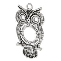 Zinc Alloy Animal Pendler, Owl, antik sølv farve forgyldt, du kan DIY, sølv, nikkel, bly & cadmium fri, 30x52x3mm, Hole:Ca. 4mm, Solgt af KG