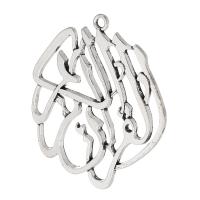 Pendentifs en alliage de zinc, Plaqué de couleur d'argent, unisexe & creux, argent, protéger l'environnement, sans nickel, plomb et cadmium, 54x62x2mm, Trou:Environ 3mm, Vendu par kg