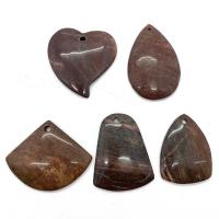 Gemstone Přívěsky Šperky, Red Jasper, 5 kusů & DIY, černá a červená, 35x45-25x55mm, 5PC/nastavit, Prodáno By nastavit