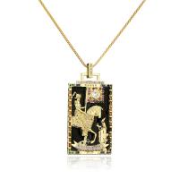 Cubic Zircon Micro Pave Brass Necklace Square gold color plated & micro pave cubic zirconia & for woman & enamel Length Approx 17.7 Inch Sold By PC