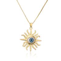 Evil Eye sieraden ketting, Messing, met Plastic, gold plated, voor vrouw, meer kleuren voor de keuze, 35x43mm, Lengte Ca 17.7 inch, Verkocht door PC