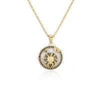 Cubic Zircon Micro Pave Brass Necklace gold color plated & micro pave cubic zirconia & for woman Length Approx 17.7 Inch Sold By PC