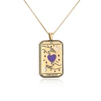 Collier en laiton, cadre, Placage de couleur d'or, modèles différents pour le choix & pour femme & émail, plus de couleurs à choisir, 26x49mm, Longueur Environ 17.7 pouce, Vendu par PC