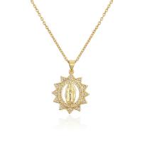 Cubic Zircon Micro Pave Brass Necklace gold color plated micro pave cubic zirconia & for woman Length Approx 17.7 Inch Sold By PC