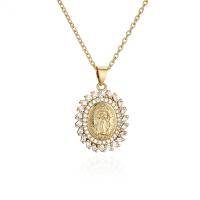 Cubic Zircon Micro Pave Brass Necklace gold color plated micro pave cubic zirconia & for woman Length Approx 17.7 Inch Sold By PC