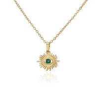 Cubic Zircon Micro Pave Brass Necklace gold color plated micro pave cubic zirconia & for woman Length Approx 17.7 Inch Sold By PC