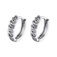 Orecchini cerchietti Hoop ottone, placcato, Micro spianare cubic zirconia & per la donna, nessuno, 12.50x3.70mm, Venduto da coppia