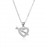 Cubic Zircon Micro Pave Brass Necklace Heart plated micro pave cubic zirconia & for woman Sold By PC