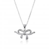 Cubic Zircon Micro Pave Brass Necklace Bowknot plated micro pave cubic zirconia & for woman Sold By PC