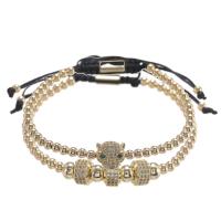 Cilindrata Zircone Bracciale in ottone micro pavimenta, with corda di cera, Micro spianare cubic zirconia & per la donna, nessuno, Lunghezza 16-25 cm, Venduto da set