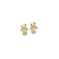 Brass Earring Stud Component brass post pin plated micro pave cubic zirconia mixed colors Sold By Pair