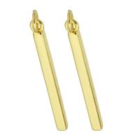 Brass Ékszer Medálok, Sárgaréz, Téglalap, arany színű aranyozott, divat ékszerek & DIY, aranysárga, 3x28x2mm, Lyuk:Kb 3mm, 10PC-k/Lot, Által értékesített Lot