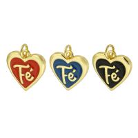 Brass Heart Pendants gold color plated fashion jewelry & DIY & enamel Approx 3mm Sold By Lot