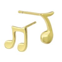 sárgaréz díszgomb Fülbevaló, Music Note, arany színű aranyozott, divat ékszerek & DIY, aranysárga, 8*8*13mm,5*9.5*13mm, 10párok/Lot, Által értékesített Lot