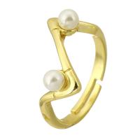 Messing Open Finger Ring, met ABS kunststof parel, gold plated, mode sieraden & DIY, gouden, 2.50mm, Maat:6.5, 10pC's/Lot, Verkocht door Lot