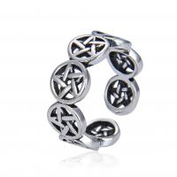 laiton Cuff Bague, Placage de couleur platine, Réglable & unisexe & creux, argent, Vendu par PC