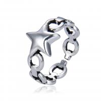 metal Anillo de dedo Cuff, Estrella, chapado en color de platina, Ajustable & unisexo & hueco, plateado, Vendido por UD