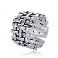 Žalvarinis Cuff Finger Ring, platinos spalva padengtas, Reguliuojamas & unisex & tuščiaviduris, sidabras, Pardavė PC