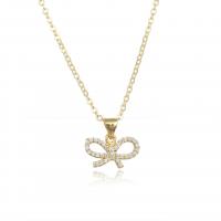 Cubic Zircon Micro Pave Brass Necklace Bowknot plated micro pave cubic zirconia & for woman Sold By PC