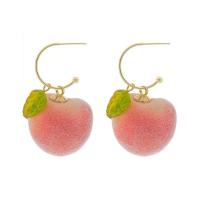 Zinc Alloy Oorbellen, met Pluche, fruit, gold plated, Koreaanse stijl & verschillende stijlen voor de keuze & voor vrouw, Verkocht door pair