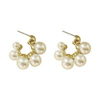 Lo zinco in lega Stud Earring, lega in zinco, with perla in plastica, placcato color oro, Stile coreano & per la donna, 24x27mm, Venduto da coppia