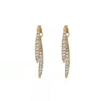 Boucles d'oreilles en alliage de zinc, Placage de couleur d'or, Style coréen & pour femme & avec strass, 42mm, Vendu par paire