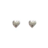 Zinklegering oorknoppen, Zinc Alloy, Hart, silver plated, Koreaanse stijl & voor vrouw, 10mm, Verkocht door pair