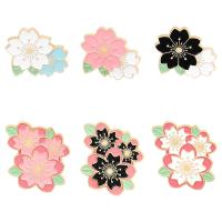 El esmalte Broche, aleación de zinc, Flor, chapado en color dorado, unisexo & diferentes estilos para la opción, libre de níquel, plomo & cadmio, 20-30mm, 10PCs/Grupo, Vendido por Grupo