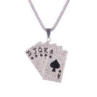 Muškarci Sweater Chain Ogrlica, Titanium Čelik, s cink legura jamčevinu, Poker, različitih stilova za izbor & za čovjeka & emajl & s Rhinestone, više boja za izbor, 28x18mm, Dužina Približno 27.6 inčni, Prodano By PC