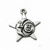 Zinc Alloy Pendler, Sol, forgyldt, sølv, 27x25x3.30mm, Solgt af PC