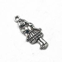 Carachtar múnlaithe Sinc Alloy Pendants, Cailín, plátáilte, airgid, 26x11x2.30mm, Díolta De réir PC