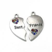 Zinc Alloy Heart Pendler, forgyldt, med rhinestone, flere farver til valg, 31x31x2mm, Solgt af PC