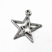 Zink Alloy Star Pendant, plated, silver, 23x21x1.80mm, Säljs av PC