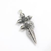 Pendentifs en alliage de zinc, Placage, argent, 64x28x10mm, Vendu par PC