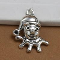 Sinc Alloy Pendants, clown, plátáilte, airgid, 22x18mm, Díolta De réir PC