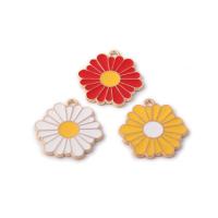 Zink legering emalje vedhæng, Zinc Alloy, Flower, flere farver til valg, 23x25mm, Solgt af PC