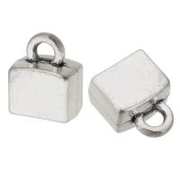 Cink Alloy End Cap, Pravokut, starinski srebrne boje pozlaćen, možete DIY, srebro, nikal, olovo i kadmij besplatno, 12x15x8mm, Rupa:Približno 3.5mm, Prodano By KG