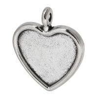 Zinc Alloy vedhæng Cabochon Setting, Heart, antik sølv farve forgyldt, du kan DIY, sølv, nikkel, bly & cadmium fri, 16x19x2mm, Hole:Ca. 1.5mm, Solgt af KG