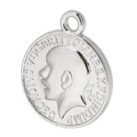 Zinc Alloy Pendler, Flad Rund, antik sølv farve forgyldt, Unisex, sølv, nikkel, bly & cadmium fri, 16x19x2mm, Hole:Ca. 2mm, Solgt af KG