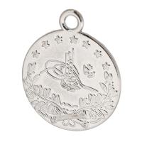 En alliage de zinc message Pendentifs, Plat rond, Plaqué de couleur d'argent, unisexe, argent, protéger l'environnement, sans nickel, plomb et cadmium, 19x22x1mm, Trou:Environ 2mm, Vendu par kg