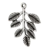 Cink Alloy Leaf Privjesci, List, starinski srebrne boje pozlaćen, bez spolne razlike, srebro, nikal, olovo i kadmij besplatno, 28x34x2mm, Rupa:Približno 2mm, Prodano By KG