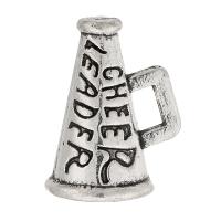 Sinc Alloy Teachtaireacht pendants, loudspeaker, dath airgid antique plátáilte, unisex, airgid, nicil, luaidhe & caidmiam saor in aisce, 11x15x9mm, Poll:Thart 2mm, Díolta De réir KG