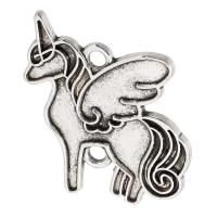 Zinklegierung Tier Anhänger, Einhorn, antik silberfarben plattiert, unisex, Silberfarbe, frei von Nickel, Blei & Kadmium, 19x24x1mm, Bohrung:ca. 2mm, verkauft von kg