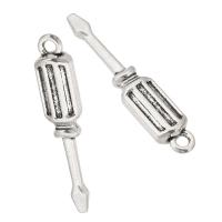 Colgantes de Aleación de Zinc, Destornillador, chapado en color de plata antigua, unisexo, plateado, libre de níquel, plomo & cadmio, 6x31x4mm, agujero:aproximado 2mm, Vendido por KG