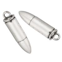 Sinc Alloy Pendants, Bullet, dath airgid antique plátáilte, unisex, airgid, nicil, luaidhe & caidmiam saor in aisce, 9x35x8mm, Poll:Thart 3mm, Díolta De réir KG