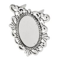 In lega di zinco del pendente Cabochon Setting, lega in zinco, placcato argento antico, DIY, argento, assenza di nichel,piombo&cadmio, 49x56x12mm, Venduto da kg