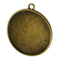 Pendentif en alliage de zinc Cabochon Cadre, Plat rond, Plaqué de couleur de bronze antique, DIY, protéger l'environnement, sans nickel, plomb et cadmium, 37.50x42x2mm, Trou:Environ 2mm, Vendu par kg