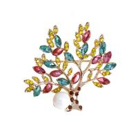 Rhinestone Broche, Zinc Alloy, Tree of Life, forgyldt, Unisex & forskellige stilarter for valg & med rhinestone, flere farver til valg, nikkel, bly & cadmium fri, Solgt af PC