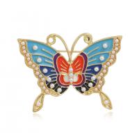 emalje broche, Zinc Alloy, med Plastic Pearl, Butterfly, guldfarve belagt, forskellige stilarter for valg, flerfarvede, nikkel, bly & cadmium fri, Solgt af PC